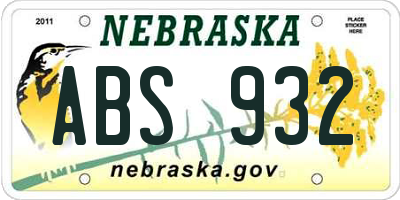 NE license plate ABS932