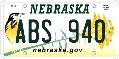 NE license plate ABS940