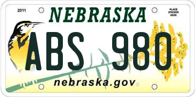 NE license plate ABS980