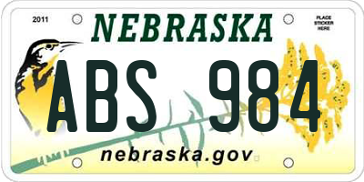 NE license plate ABS984