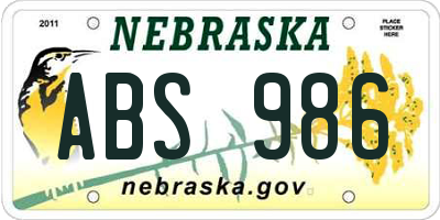 NE license plate ABS986