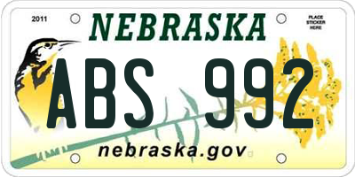 NE license plate ABS992