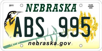 NE license plate ABS995