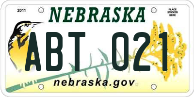 NE license plate ABT021