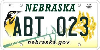 NE license plate ABT023