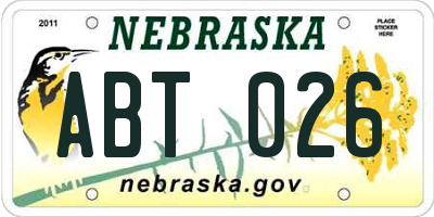 NE license plate ABT026