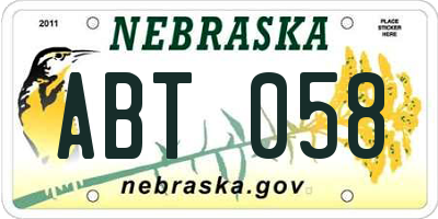 NE license plate ABT058