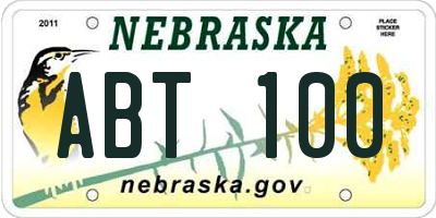 NE license plate ABT100