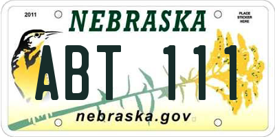 NE license plate ABT111