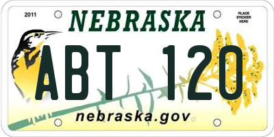 NE license plate ABT120