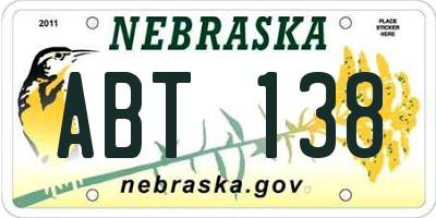 NE license plate ABT138
