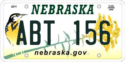 NE license plate ABT156