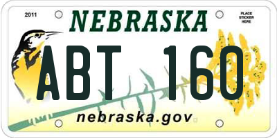 NE license plate ABT160