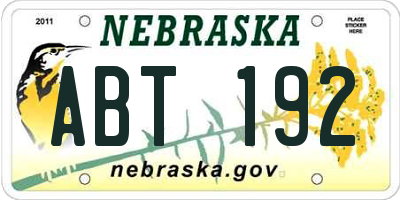 NE license plate ABT192