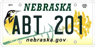 NE license plate ABT201