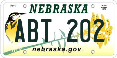 NE license plate ABT202