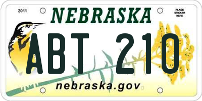 NE license plate ABT210