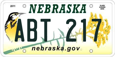 NE license plate ABT217