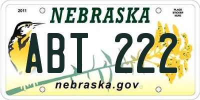 NE license plate ABT222