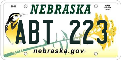 NE license plate ABT223