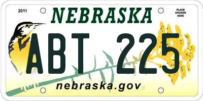 NE license plate ABT225