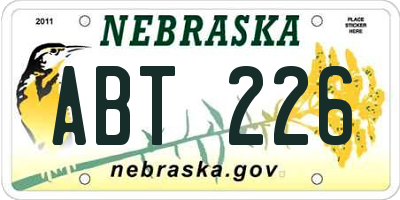 NE license plate ABT226