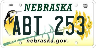 NE license plate ABT253
