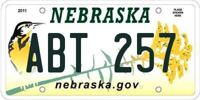 NE license plate ABT257