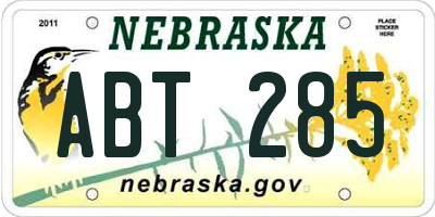 NE license plate ABT285