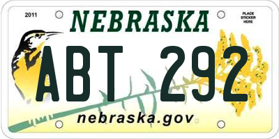 NE license plate ABT292