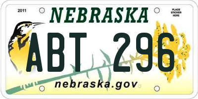 NE license plate ABT296