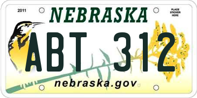 NE license plate ABT312
