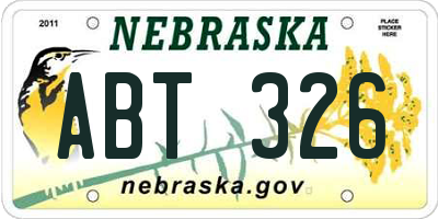 NE license plate ABT326