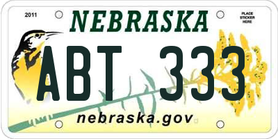 NE license plate ABT333