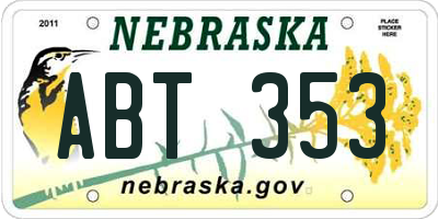 NE license plate ABT353