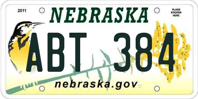 NE license plate ABT384