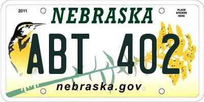 NE license plate ABT402