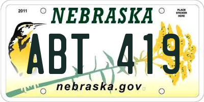 NE license plate ABT419