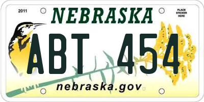 NE license plate ABT454