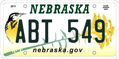 NE license plate ABT549