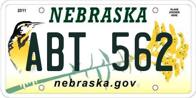 NE license plate ABT562