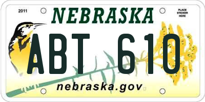 NE license plate ABT610