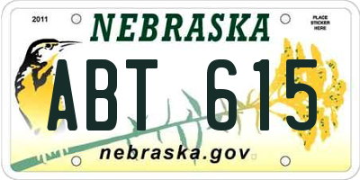 NE license plate ABT615