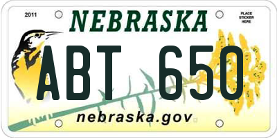 NE license plate ABT650