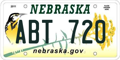 NE license plate ABT720
