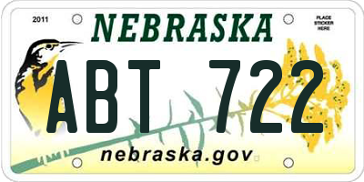 NE license plate ABT722