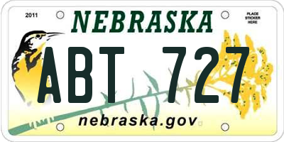 NE license plate ABT727
