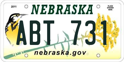 NE license plate ABT731