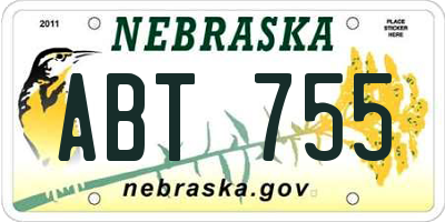 NE license plate ABT755