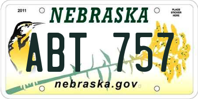 NE license plate ABT757